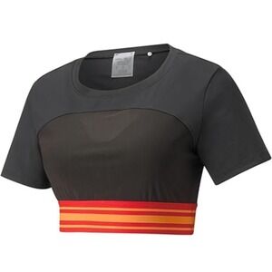 PUMA Ora Mesh‎ Basketball Cropped Crew Neck Short Sleeve Top Black Casual Sz XL